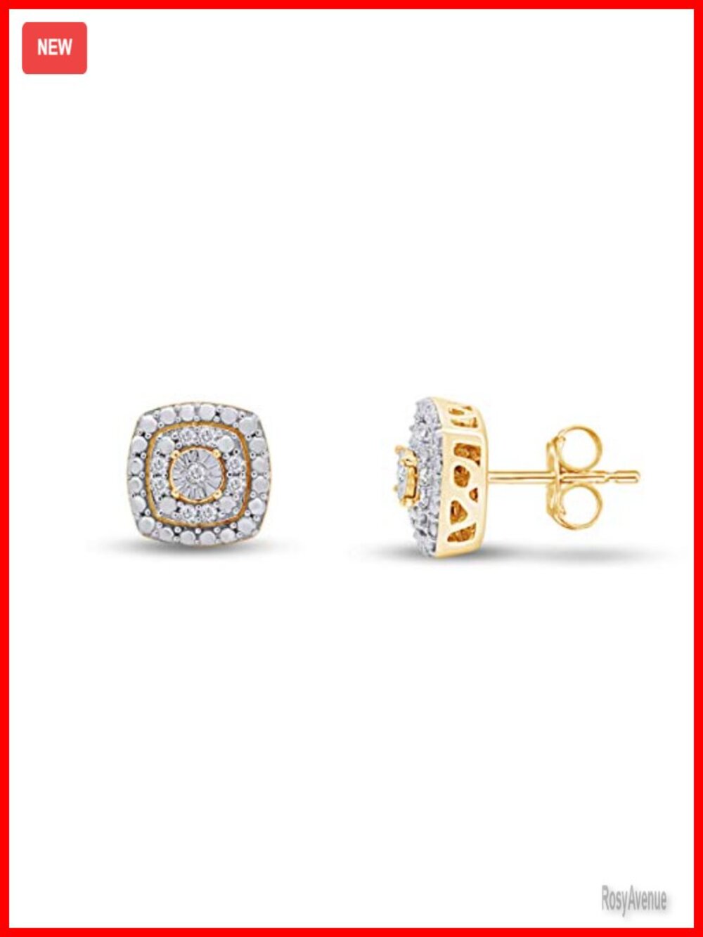 Diamond Cluster Stud Earrings Women 14k Yellow Gold Over Sterling Silver